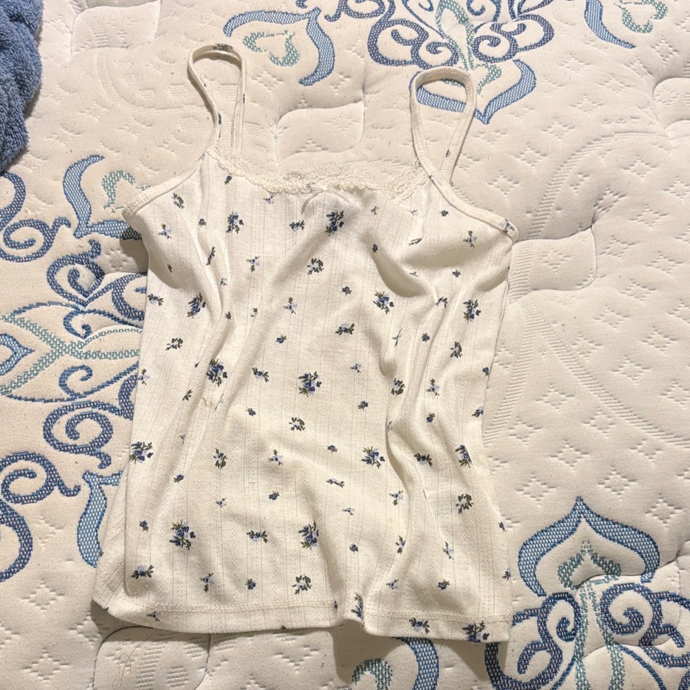 Wild Fable Cream Camisole with Blue Floral Print